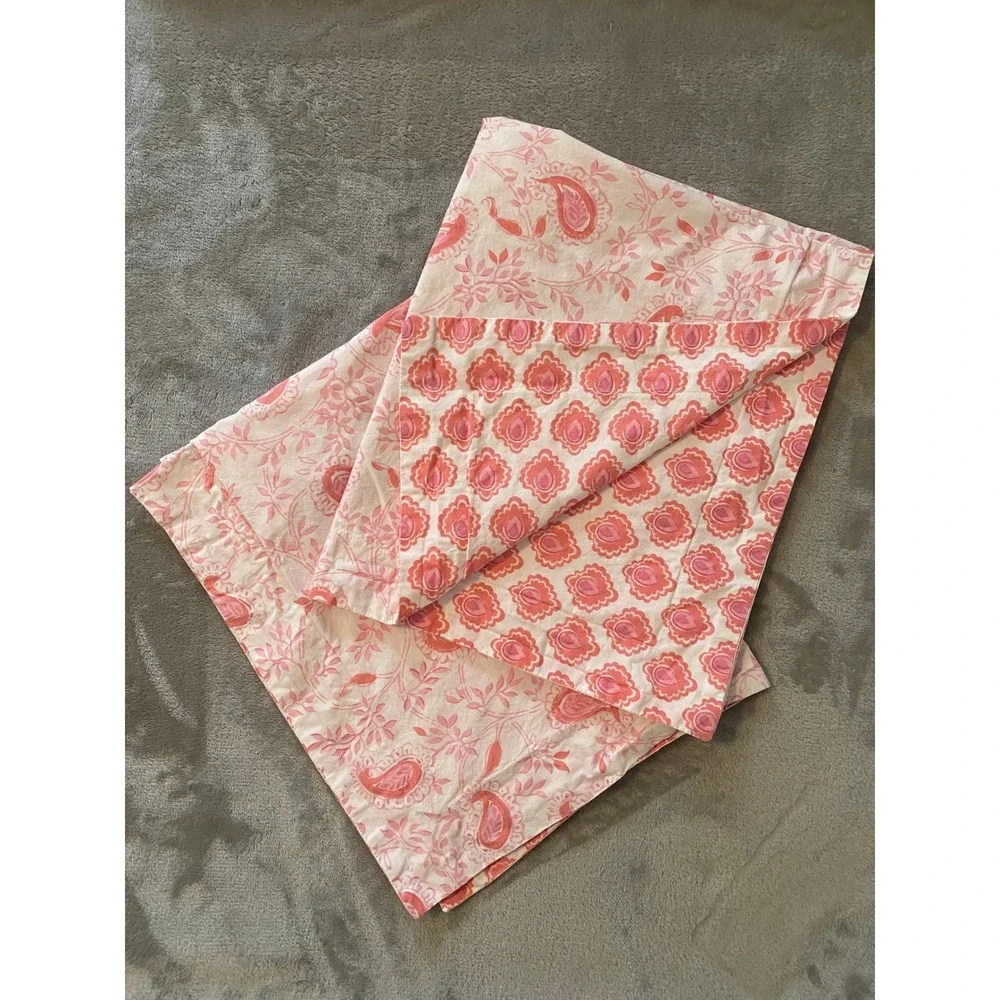 Pottery Barn Kids Twin Duvet Cover Set Pink Paisley Medallion Reversible Cotton